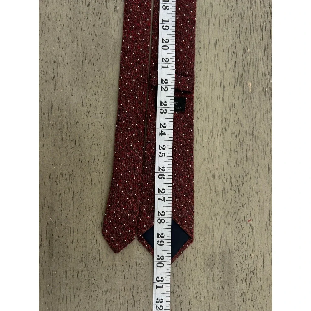 J.Crew Mens Burgundy Donegal Tweed Wool Silk Tie Handmade USA Skinny 2.5 Inch